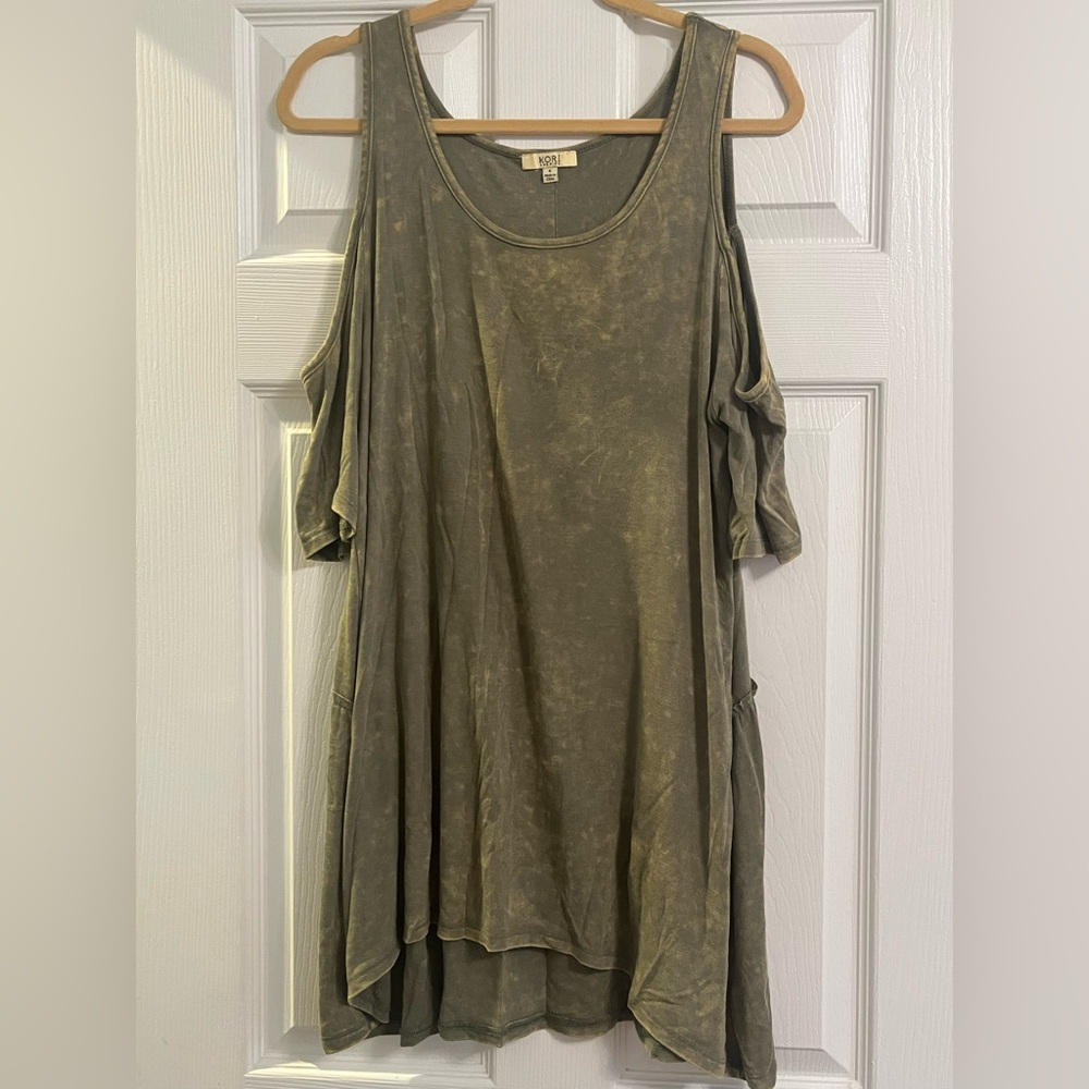 Kori Olive Green Cold-Shoulder Tunic